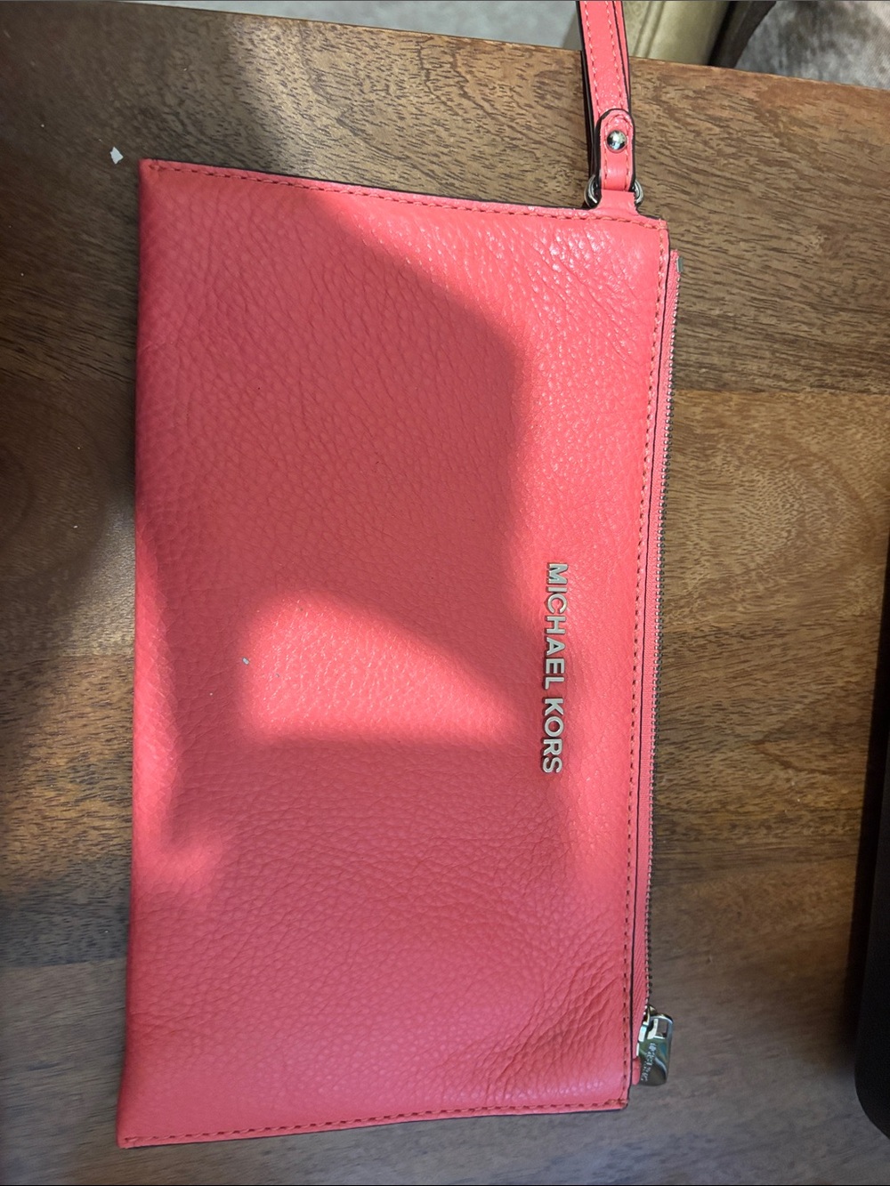 Michael Kors Coral Pink Pebbled Leather Wristlet